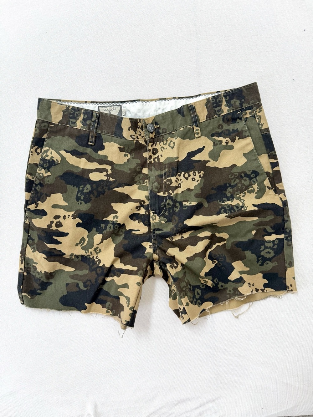 Volcom Men’s Camo Cutoff Shorts - Green/Khaki/Black